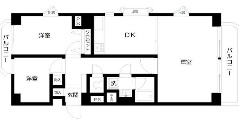 プラザ麻布(3DK/9階)の間取り写真
