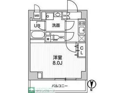 ALTERNA菊川II(1K/5階)の間取り写真