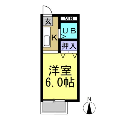 サンシティーひまわり(1K/1階)の間取り写真
