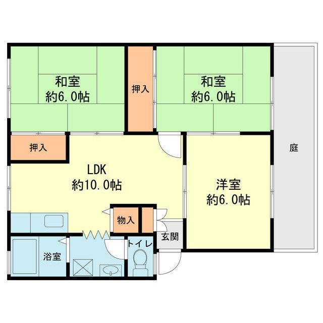 サンビレッジ二日市(3LDK/1階)の間取り写真