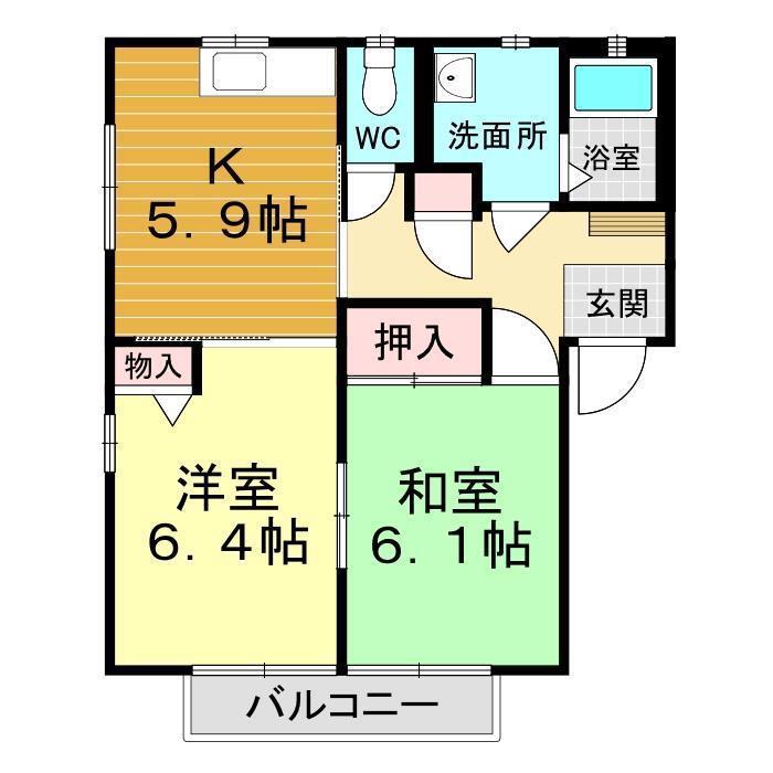 シャーメゾン侍町(2K/1階)の間取り写真