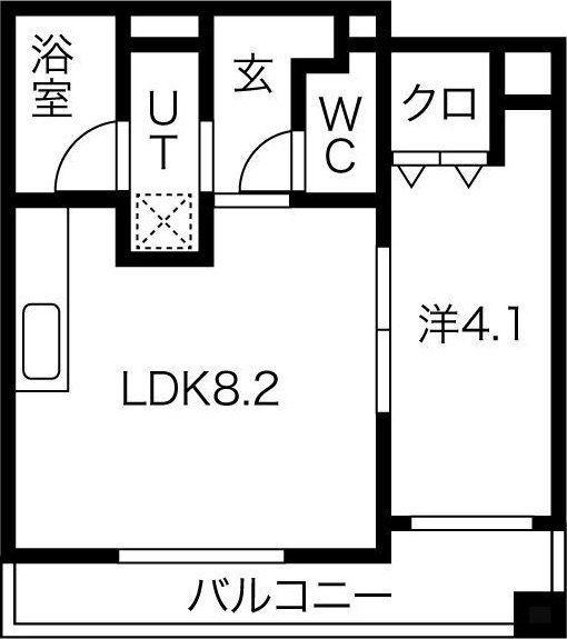 ビュークレスト佐賀駅前(1LDK/6階)の間取り写真