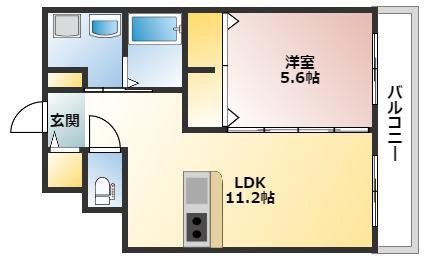 ROSSO庚午(1LDK/2階)の間取り写真