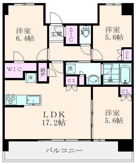 URAWA THE TOWER(3LDK/6階)の間取り写真