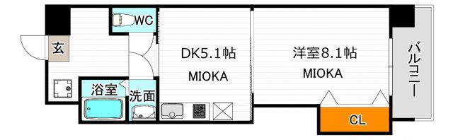 ラパン・ブラン(1DK/5階)の間取り写真