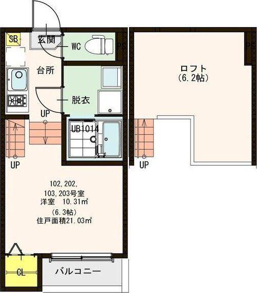 ハーモニーテラス東仙台VII(1K/1階)の間取り写真