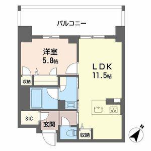 リビエナ グラン 新梅田(1LDK/8階)の間取り写真