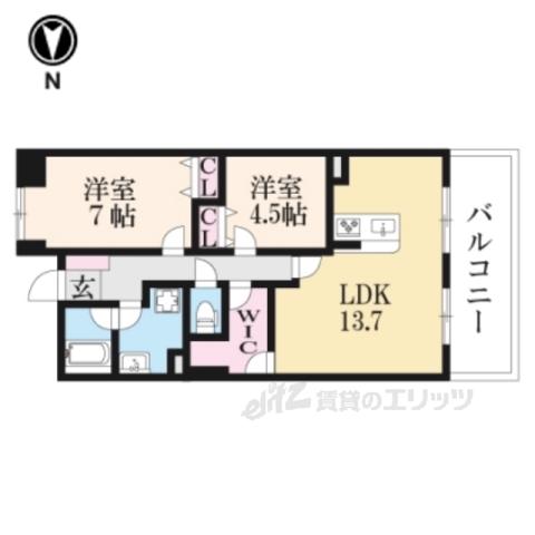 パインフィールド洛東(2LDK/5階)の間取り写真