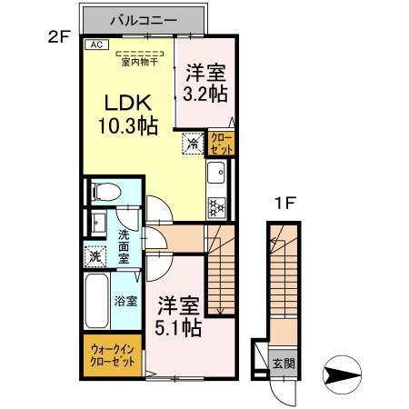 メゾンレポルディ(2LDK/2階)の間取り写真
