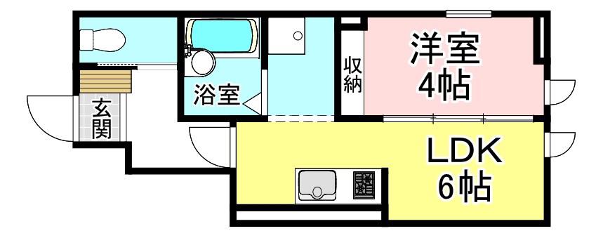 ハイラル石部(1LDK/1階)の間取り写真