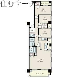 グリーンシャトーH・T(3LDK/7階)の間取り写真