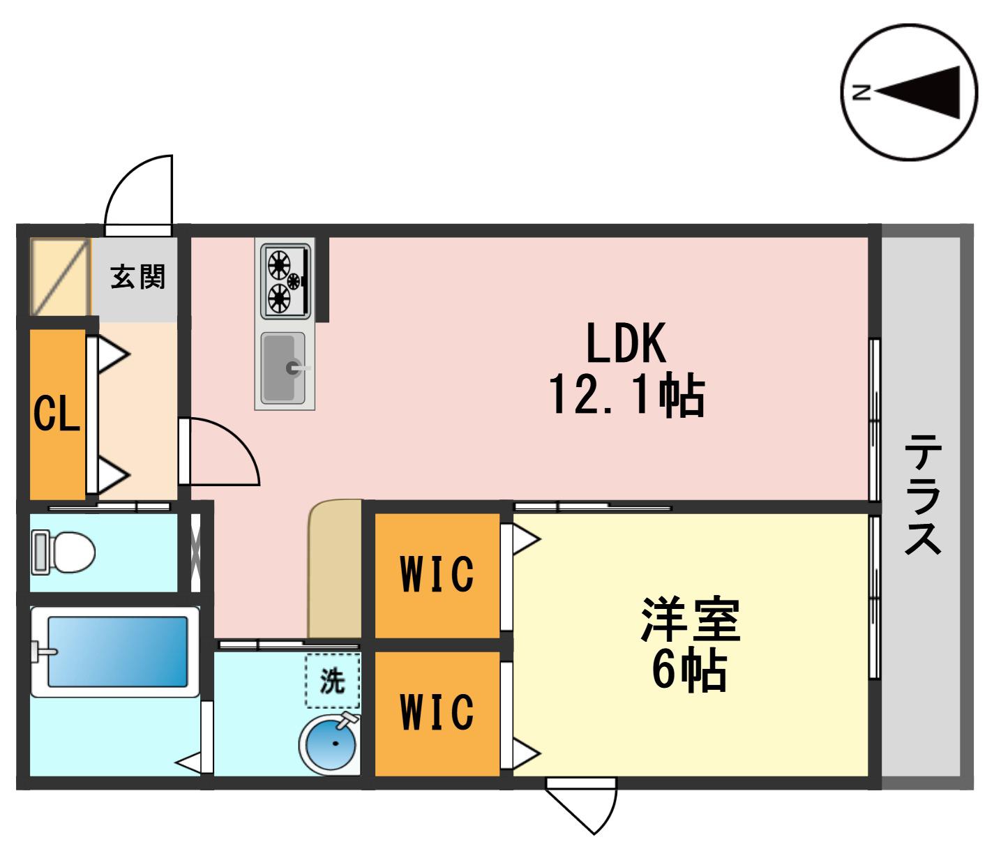 ル シエル ブルー(1LDK/1階)の間取り写真