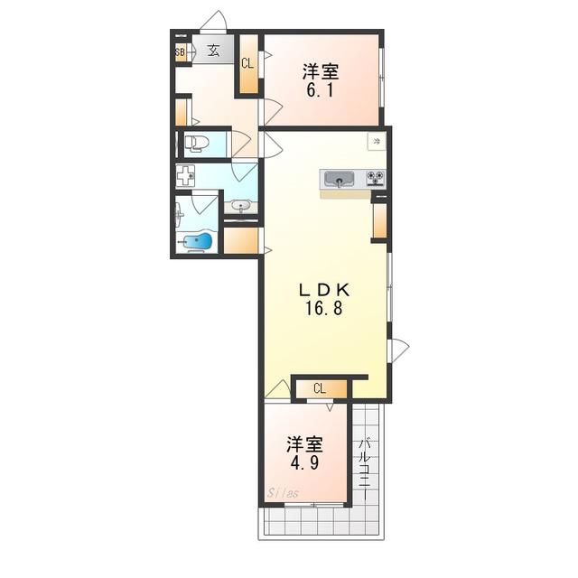 D-RESIDENCE西野A棟(2LDK/3階)の間取り写真