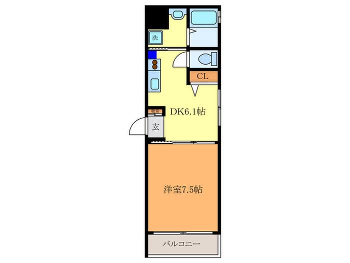 VIA鴨川東(1DK/2階)の間取り写真