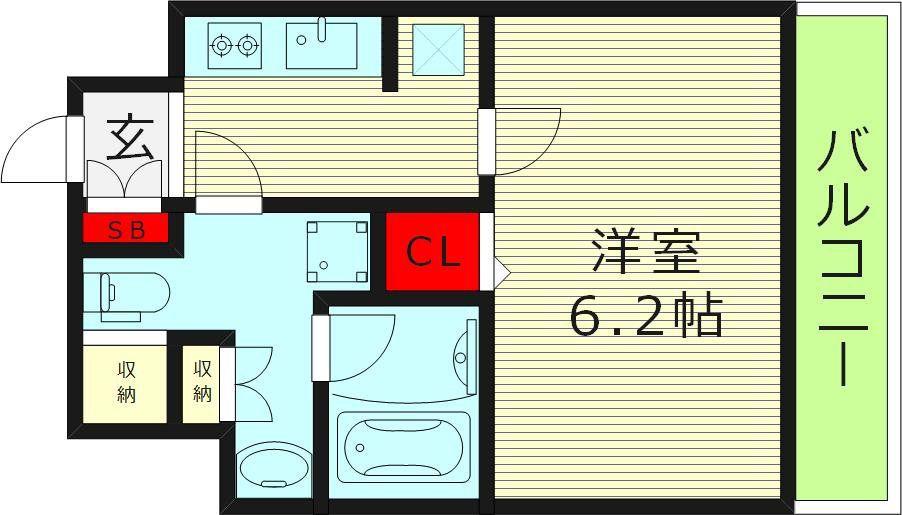セイワパレス大今里(1K/2階)の間取り写真