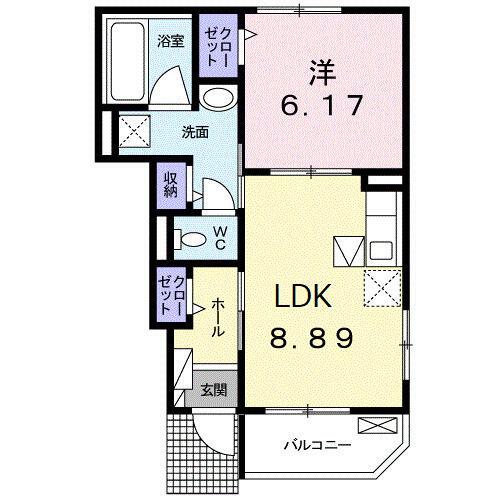 メーヴェII(1LDK/1階)の間取り写真