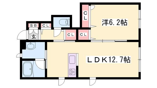 ANGE MAISON下戸田(1LDK/1階)の間取り写真