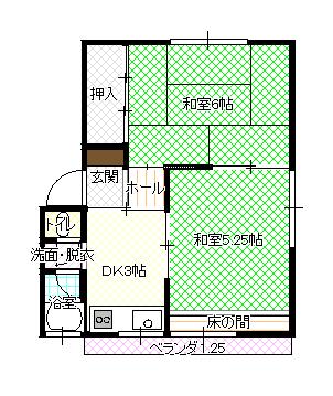 星陽マンション(2K/3階)の間取り写真