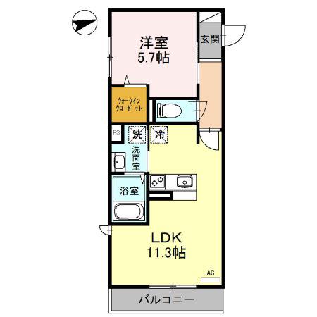ベルヴェール(1LDK/2階)の間取り写真