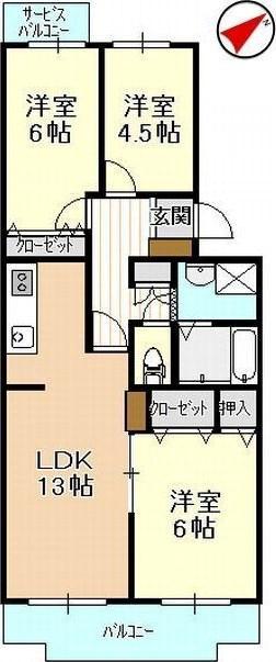 平和ハイツG(3LDK/1階)の間取り写真