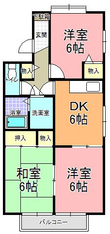 アネックス秋山(3DK/2階)の間取り写真