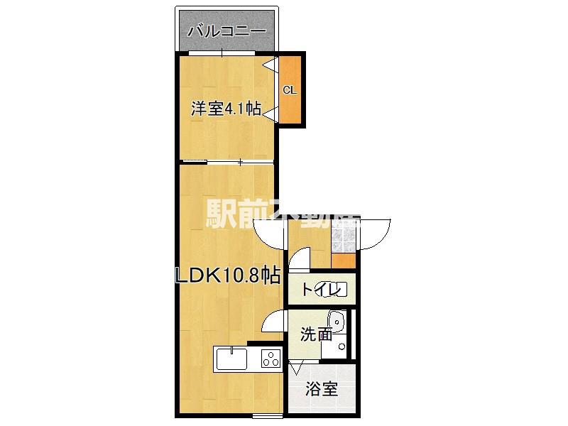 仮周船寺2丁目2号棟(1LDK/1階)の間取り写真