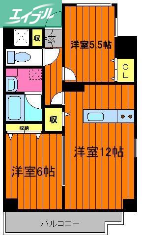 アルバ鹿田(2LDK/1階)の間取り写真