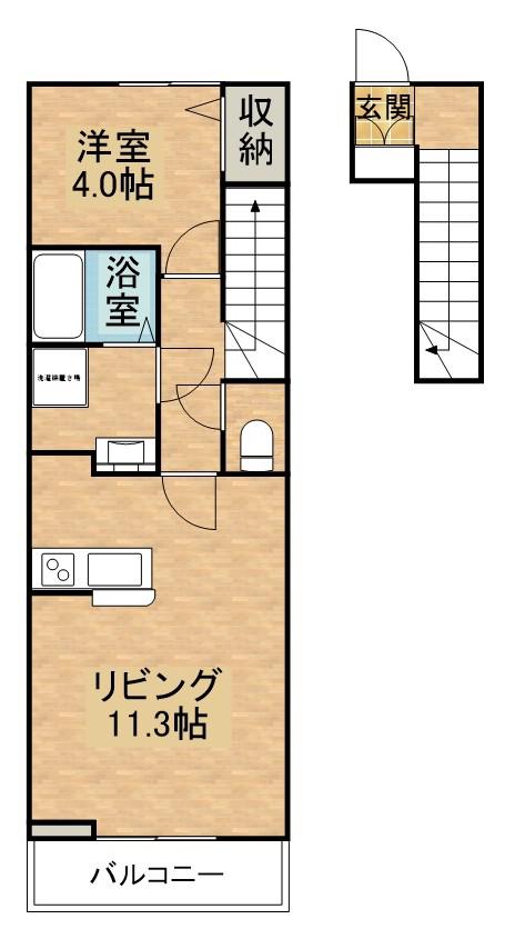 RION御幸ヶ原町(1LDK/2階)の間取り写真