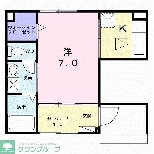 ヴェルディアーレ I(1K/1階)の間取り写真