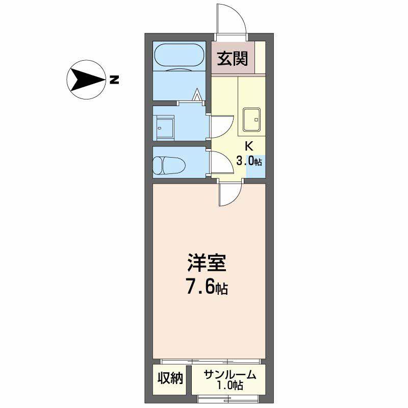 ハウス直(1SK/1階)の間取り写真
