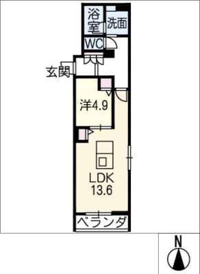 リオリエント岐阜STA(1LDK/2階)の間取り写真