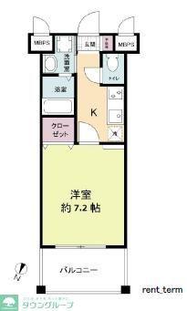 レジディア博多2(1K/4階)の間取り写真