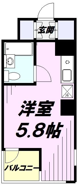 国分寺シティハイツ(ワンルーム/2階)の間取り写真