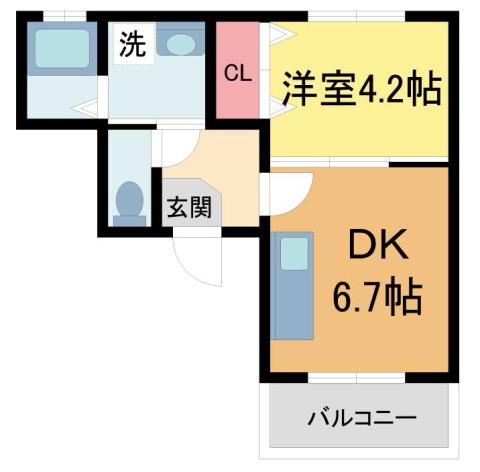 クラウド西宮北口(1DK/2階)の間取り写真