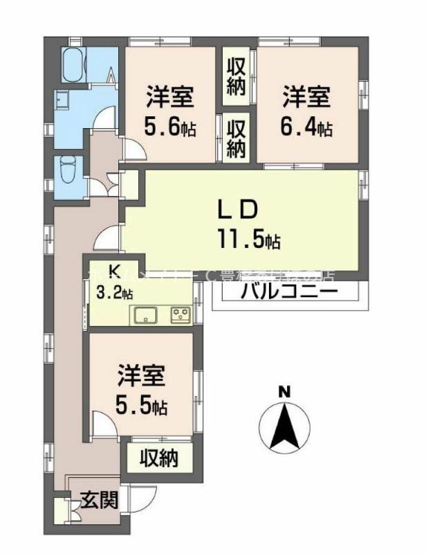 クワトロ90(3LDK/2階)の間取り写真