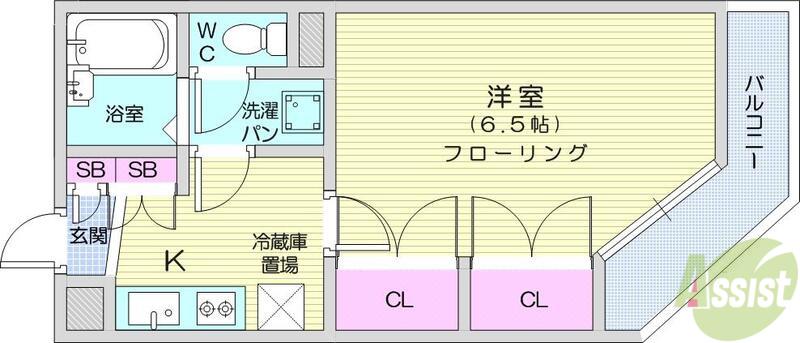 リエス南仙台(1K/3階)の間取り写真