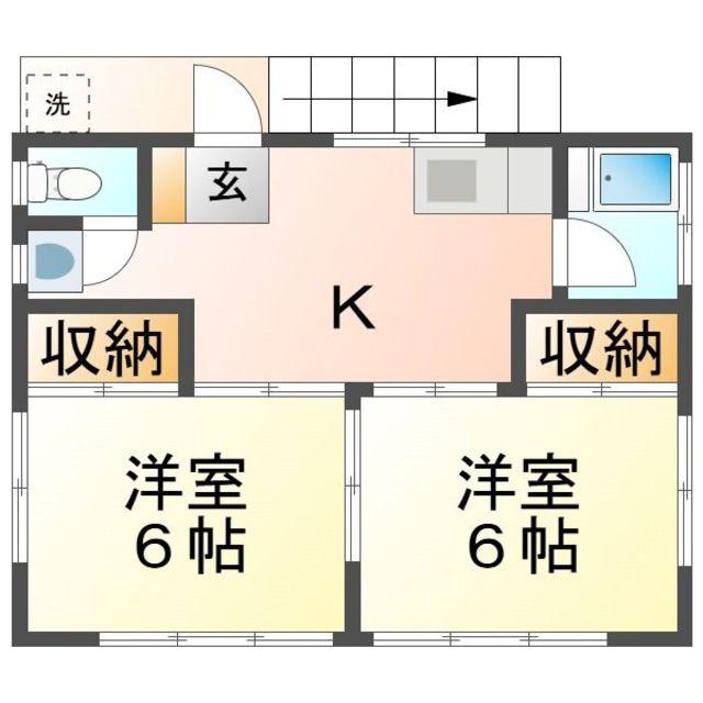 第1葵荘(2K/2階)の間取り写真