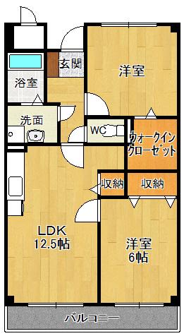 エーヴィヒ畠中Ⅰ(2LDK/2階)の間取り写真