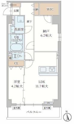 ル・モベイ天神橋(2LDK/2階)の間取り写真