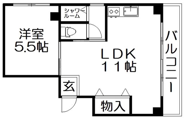 リベラル都丘(1LDK/5階)の間取り写真