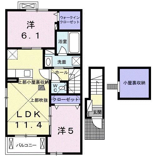 ミルトハーモニーB(2LDK/2階)の間取り写真