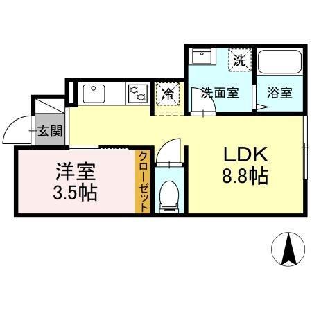 ラ・フォンターナ(1LDK/1階)の間取り写真