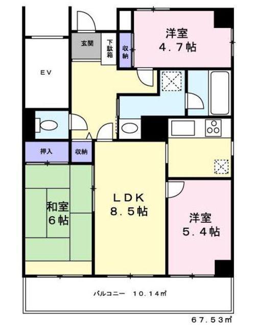ツインズ浦和(3LDK/3階)の間取り写真
