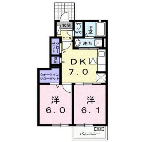 ベーネソプラ B(2DK/1階)の間取り写真