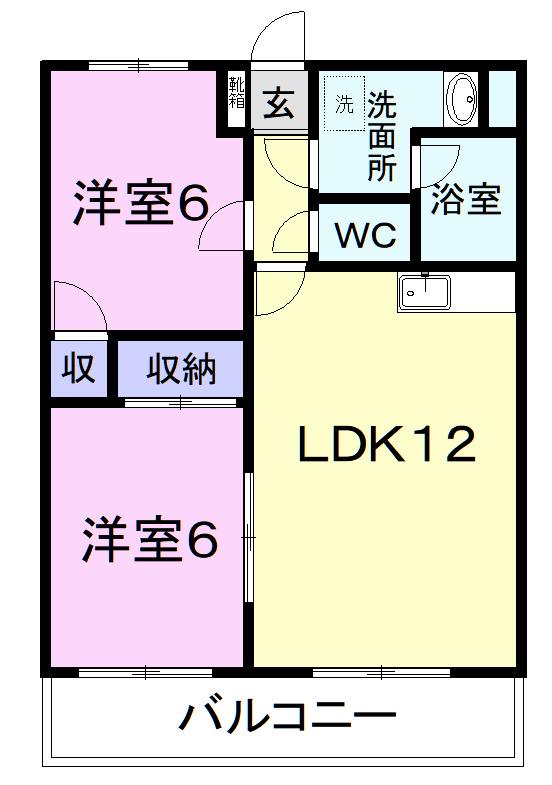コンフォール富士(2LDK/1階)の間取り写真