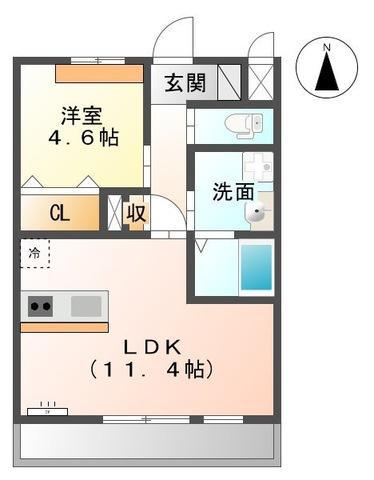高松琴平電鉄琴平線 三条駅(高松) 徒歩19分 2階建 築10年(1LDK/1階)の間取り写真