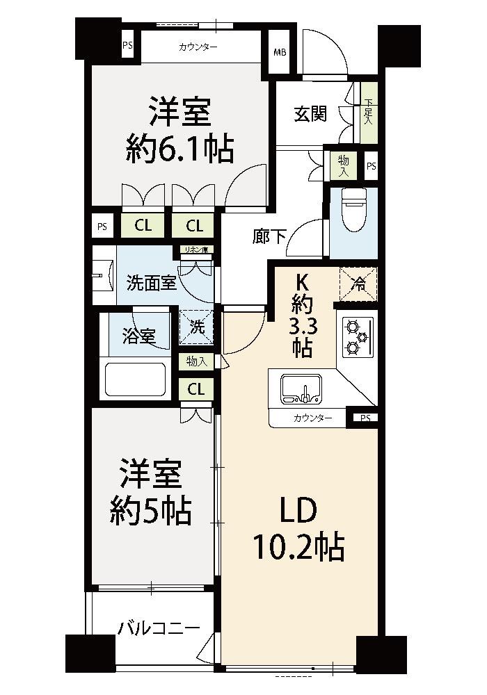 シティハウス中野新橋(2LDK/4階)の間取り写真