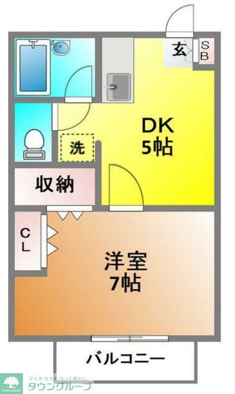 グランデュール武蔵野(1DK/1階)の間取り写真