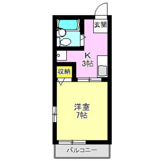 サニーハイツ(1K/2階)の間取り写真