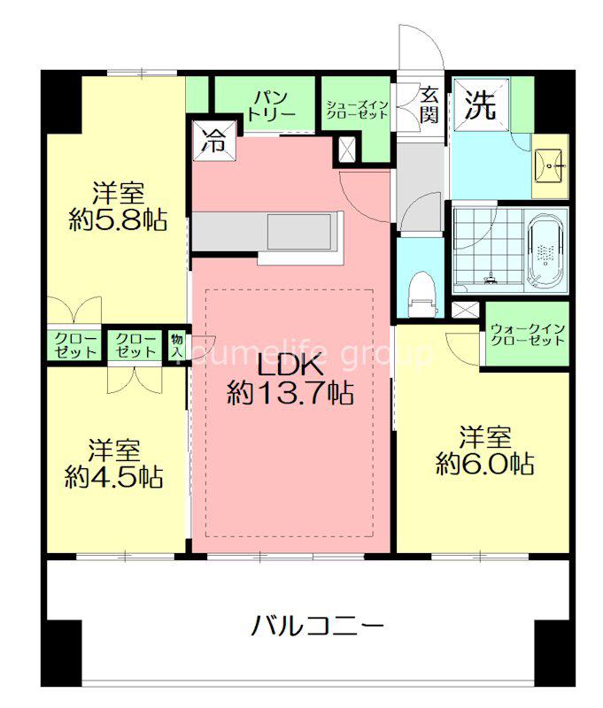 ベルドゥムール海老名ルミナス(3LDK/2階)の間取り写真